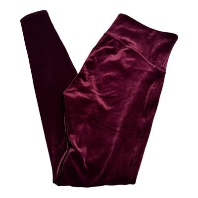 SPANX Velvet Leggings Women's L Shiny Red Velour Stretch Shaping Pants